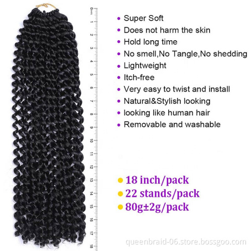 Passion Twist Hair 18 inch Water Wave Synthetic Curly Crochet Braids Long Hair Extensions Nature Black